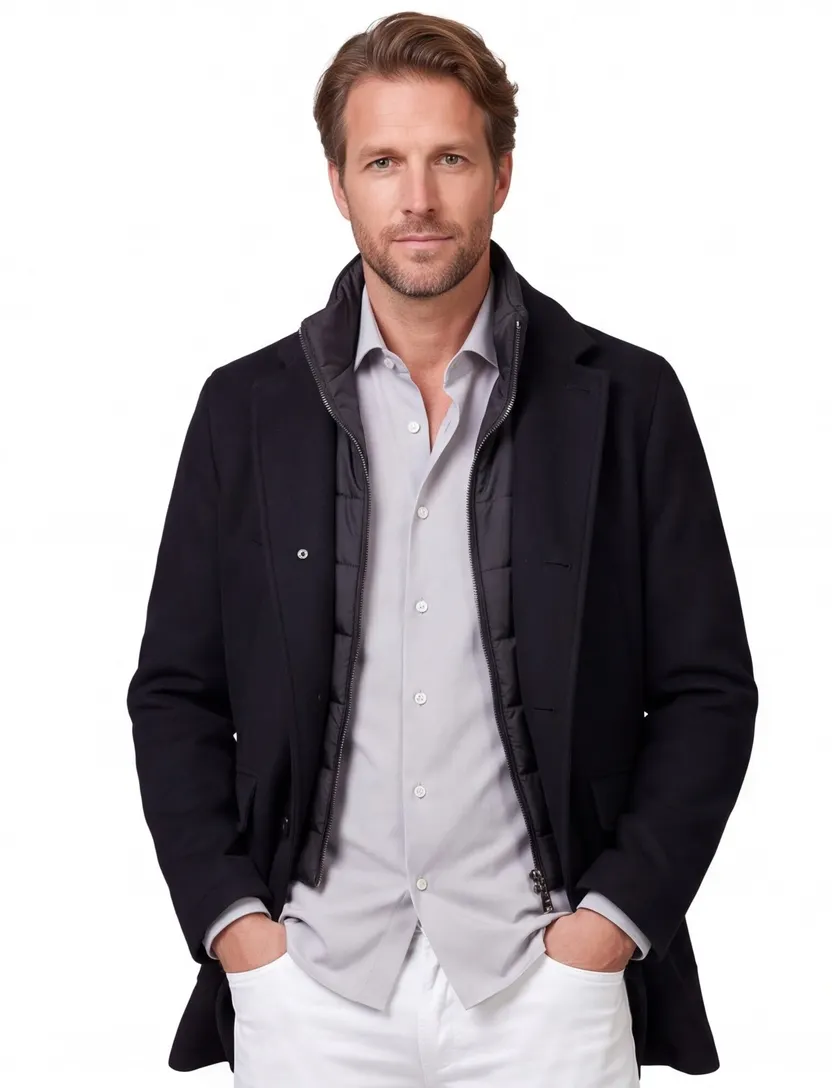 Pierre Cardin winterjas zwart PC-Colyn zonder capuchon