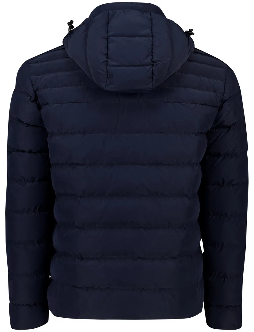 Pierre Cardin winterjas navy gewatteerd capuchon polyamide