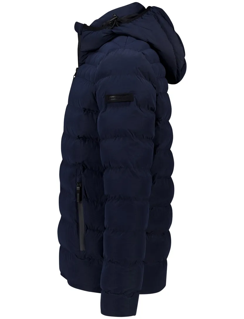 Pierre Cardin winterjas navy gewatteerd capuchon polyamide