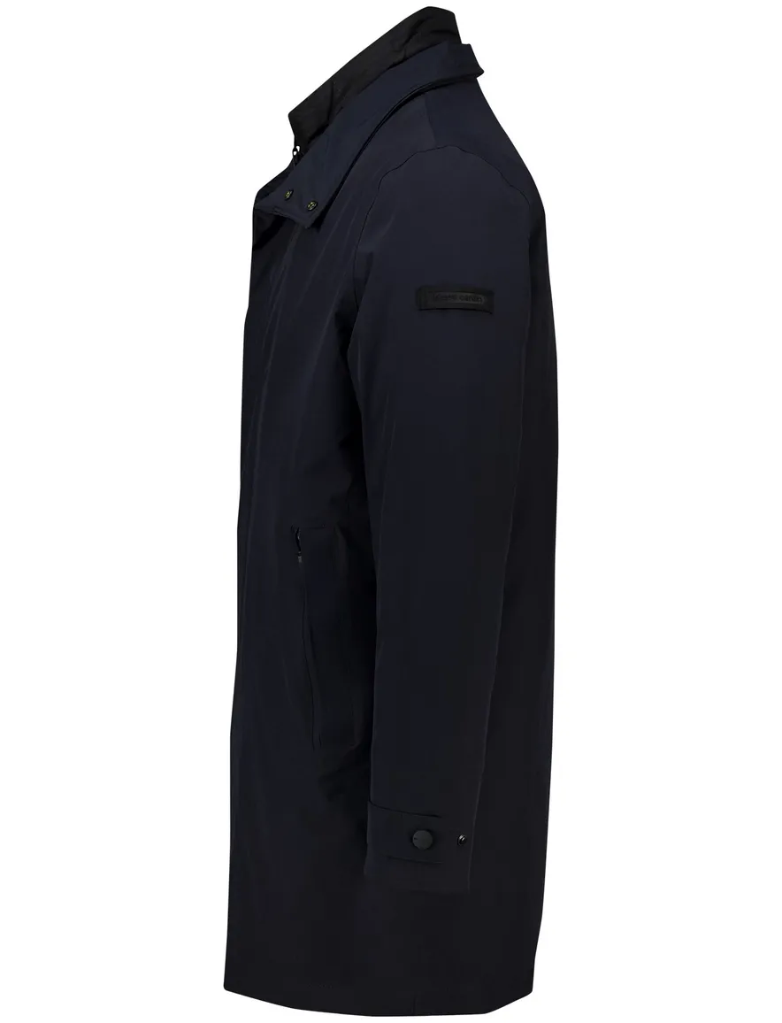 Pierre Cardin Winterjas navy Modern Fit hoge hals polyamide