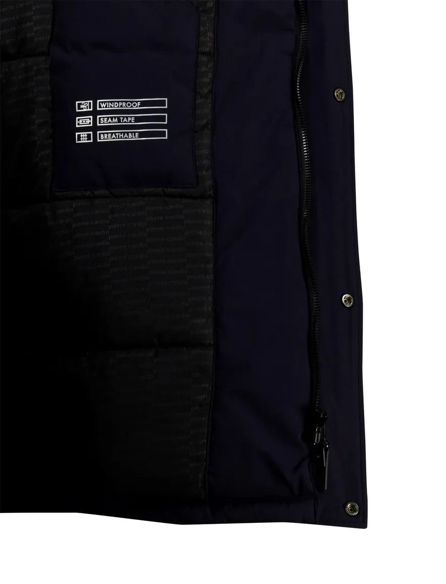 Pierre Cardin winterjas navy zakken effen dubbele borstzak