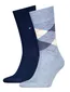 Tommy Hilfiger geruite sokken 2-pack lichtblauw navy