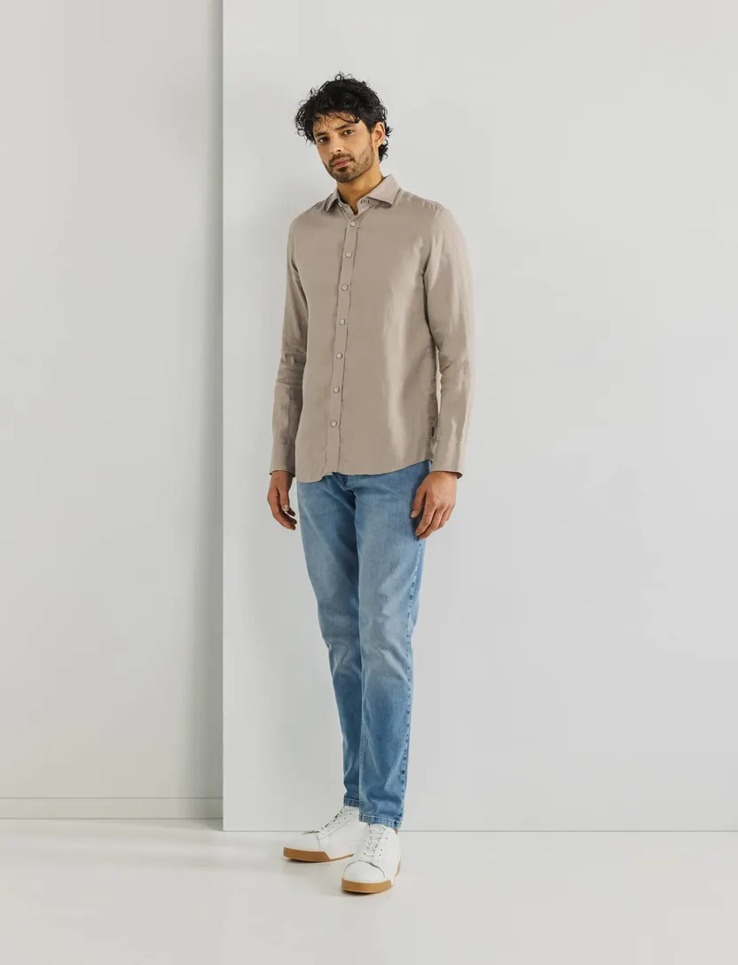 State of Art regular fit overhemd beige linnen
