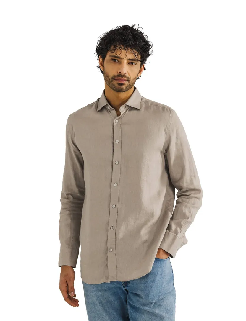 State of Art regular fit overhemd beige linnen