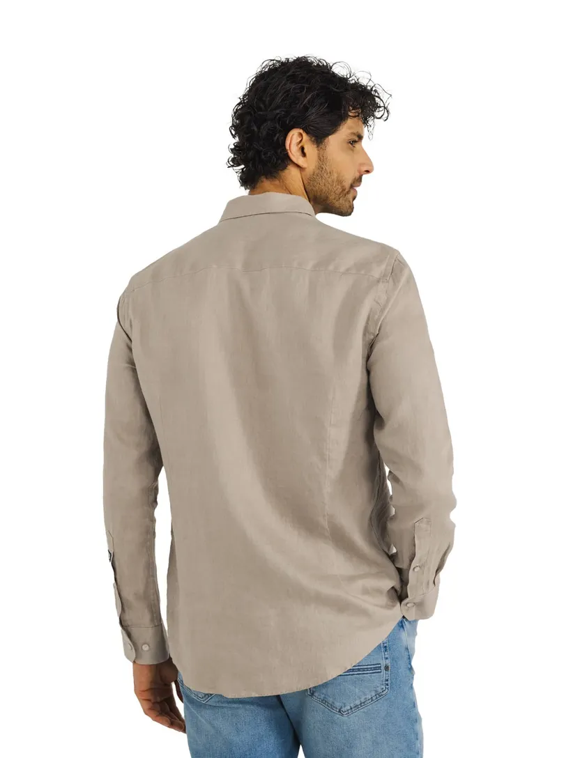 State of Art regular fit overhemd beige linnen