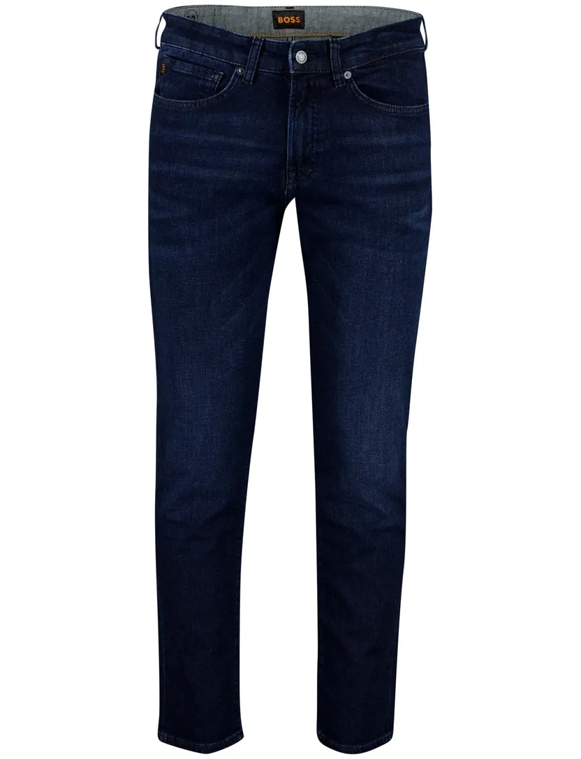 denim Boss orange jeans 5 pocket blauw effen