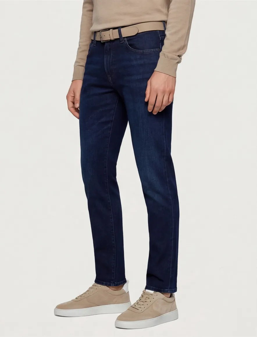 Boss orange denim normale fit jeans donkerblauw effen