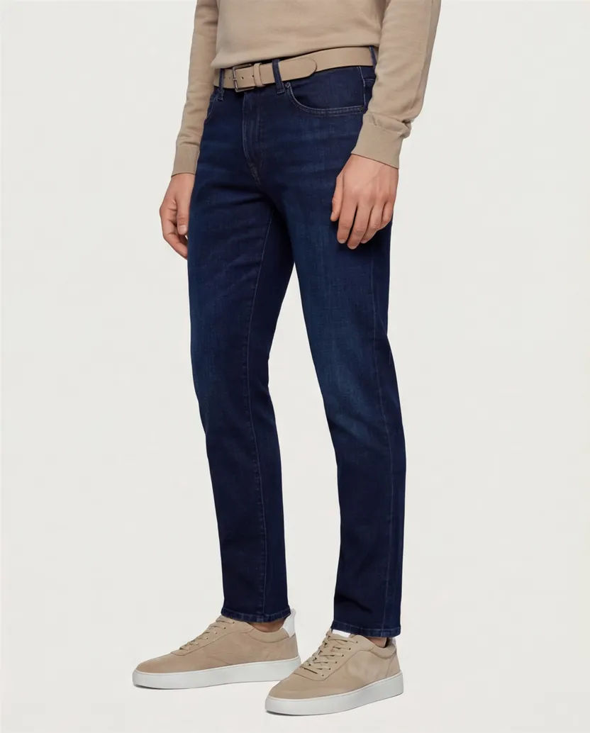 denim Boss orange jeans 5 pocket blauw effen