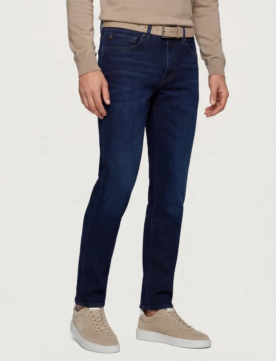 Boss orange denim normale fit jeans donkerblauw effen