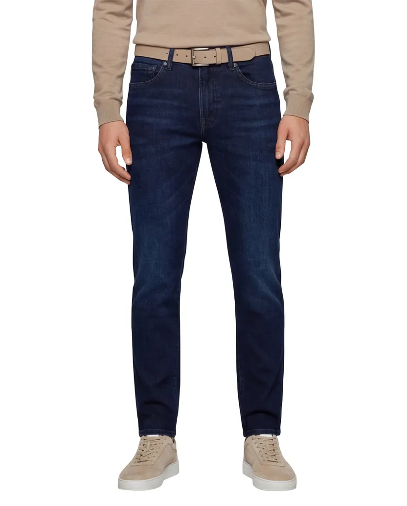 denim Boss orange jeans 5 pocket blauw effen