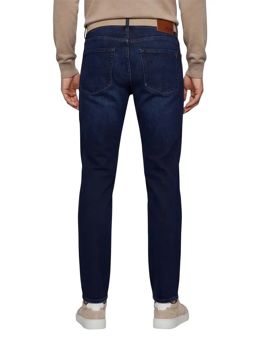 Boss orange denim normale fit jeans donkerblauw effen