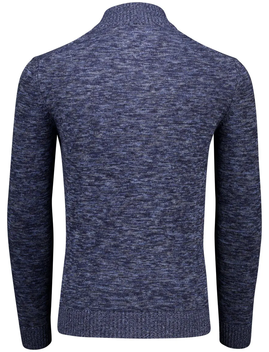 Fynch Hatton Buttoned Troyer trui navy knitted