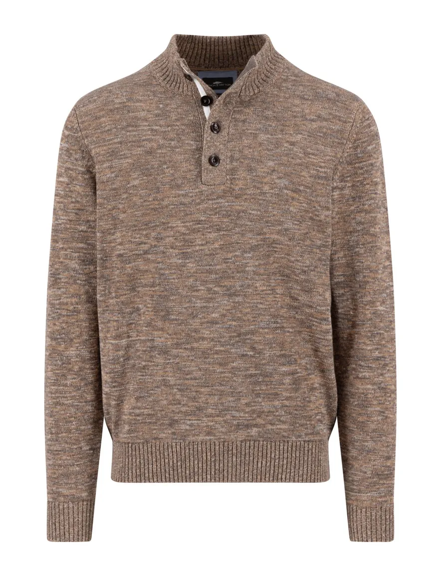 Fynch Hatton Buttoned Troyer trui bruin knitted