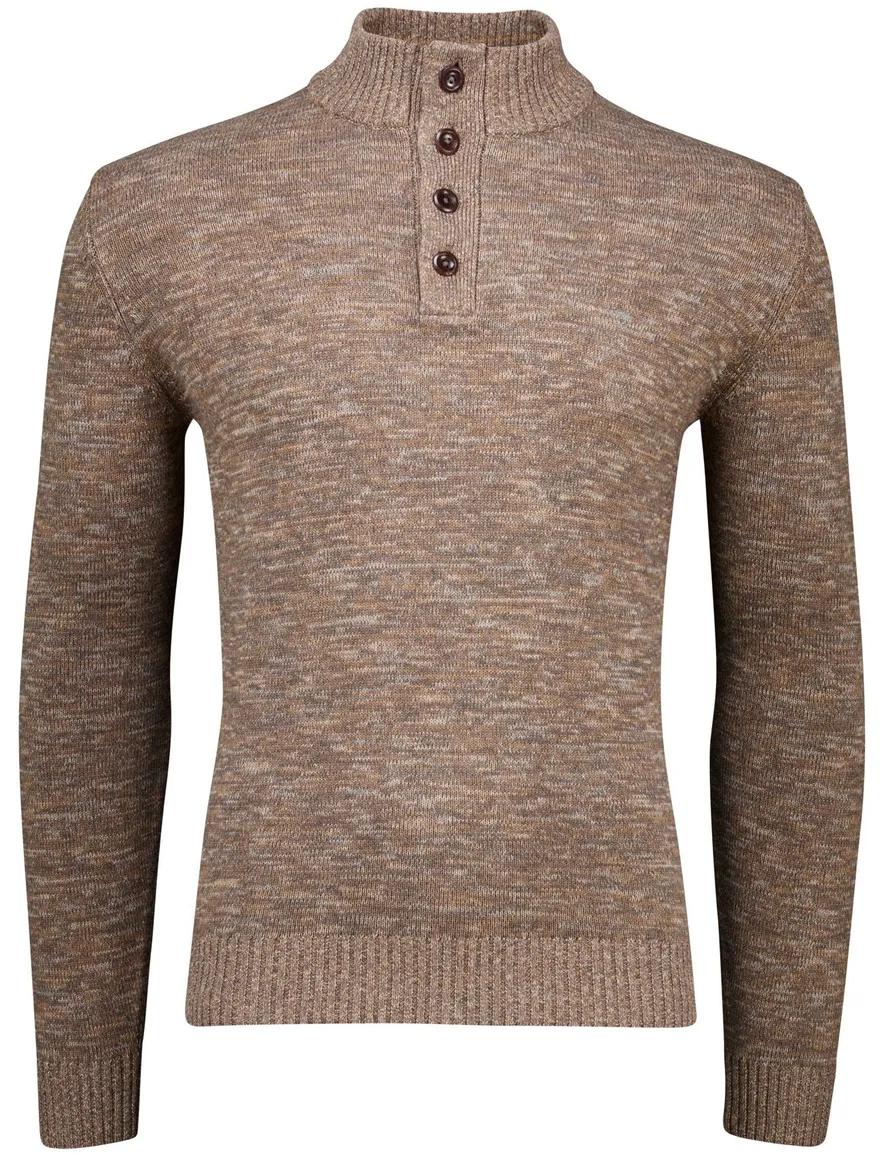 Fynch Hatton Buttoned Troyer trui bruin knitted