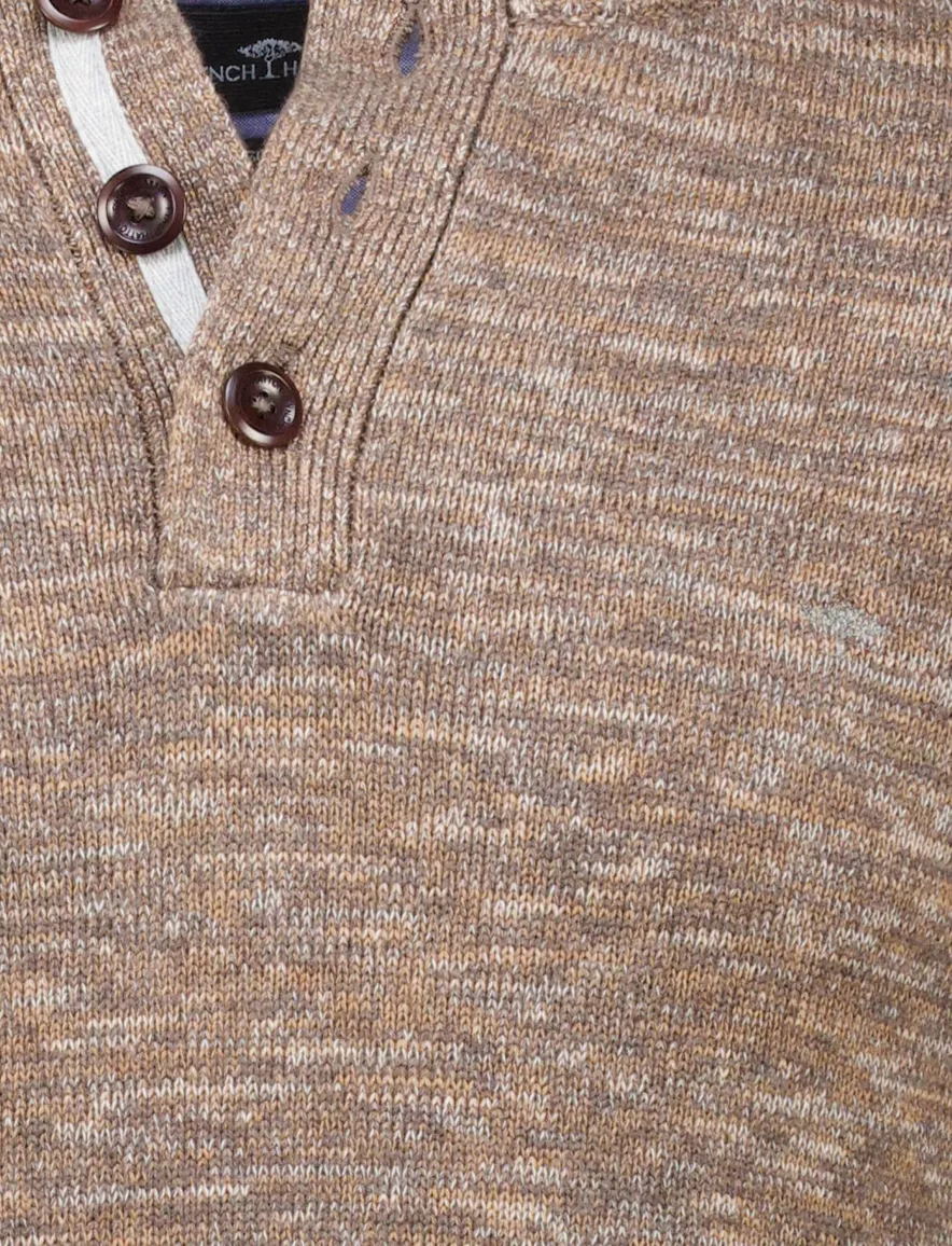 Fynch Hatton Buttoned Troyer trui bruin knitted