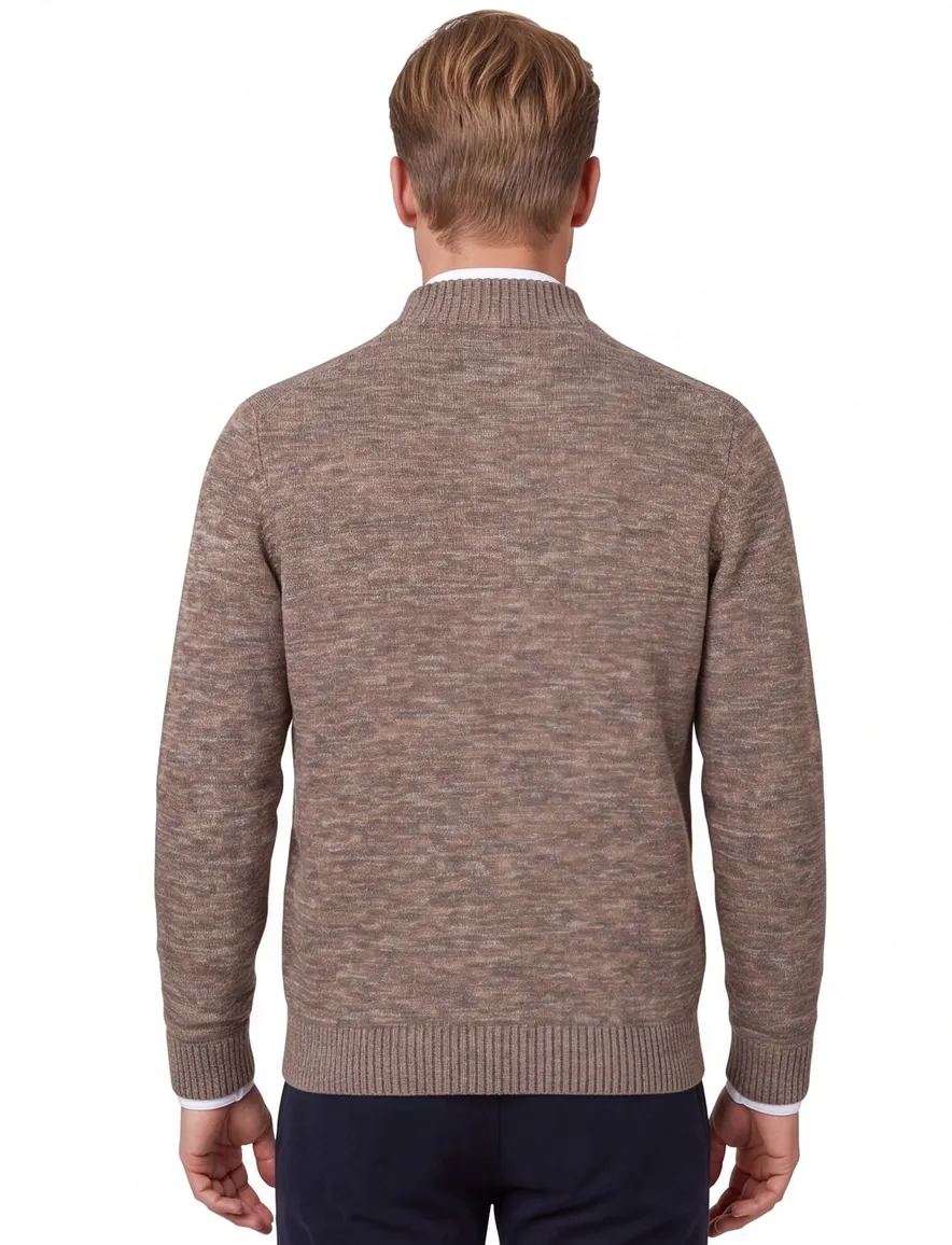 Fynch Hatton Buttoned Troyer trui bruin knitted