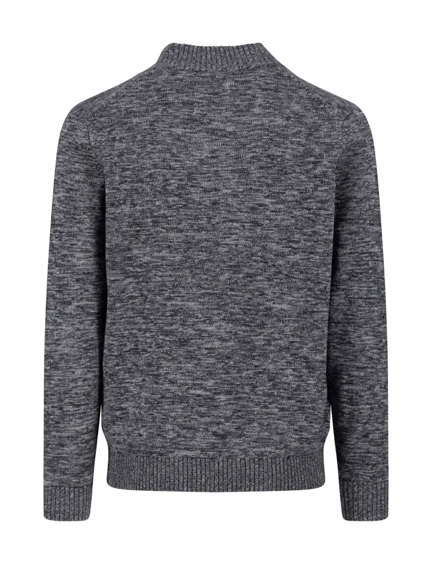 Fynch Hatton Buttoned Troyer trui grijs knitted