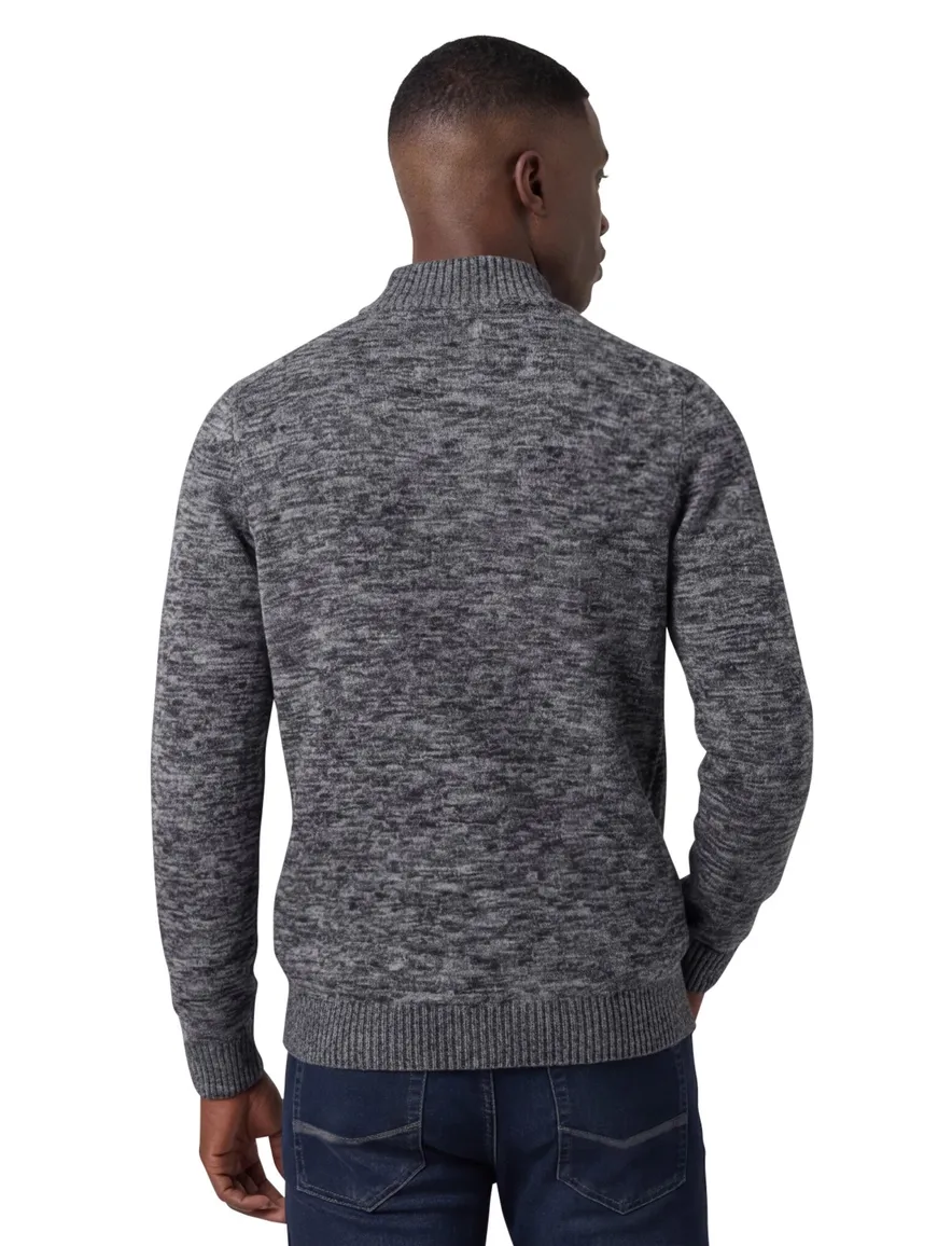 Fynch Hatton Buttoned Troyer trui grijs knitted