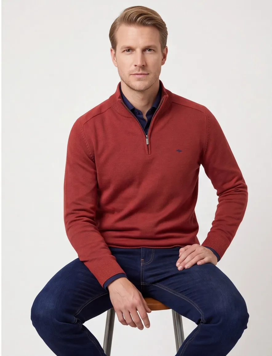 Fynch Hatton Troyer-zip rood katoen