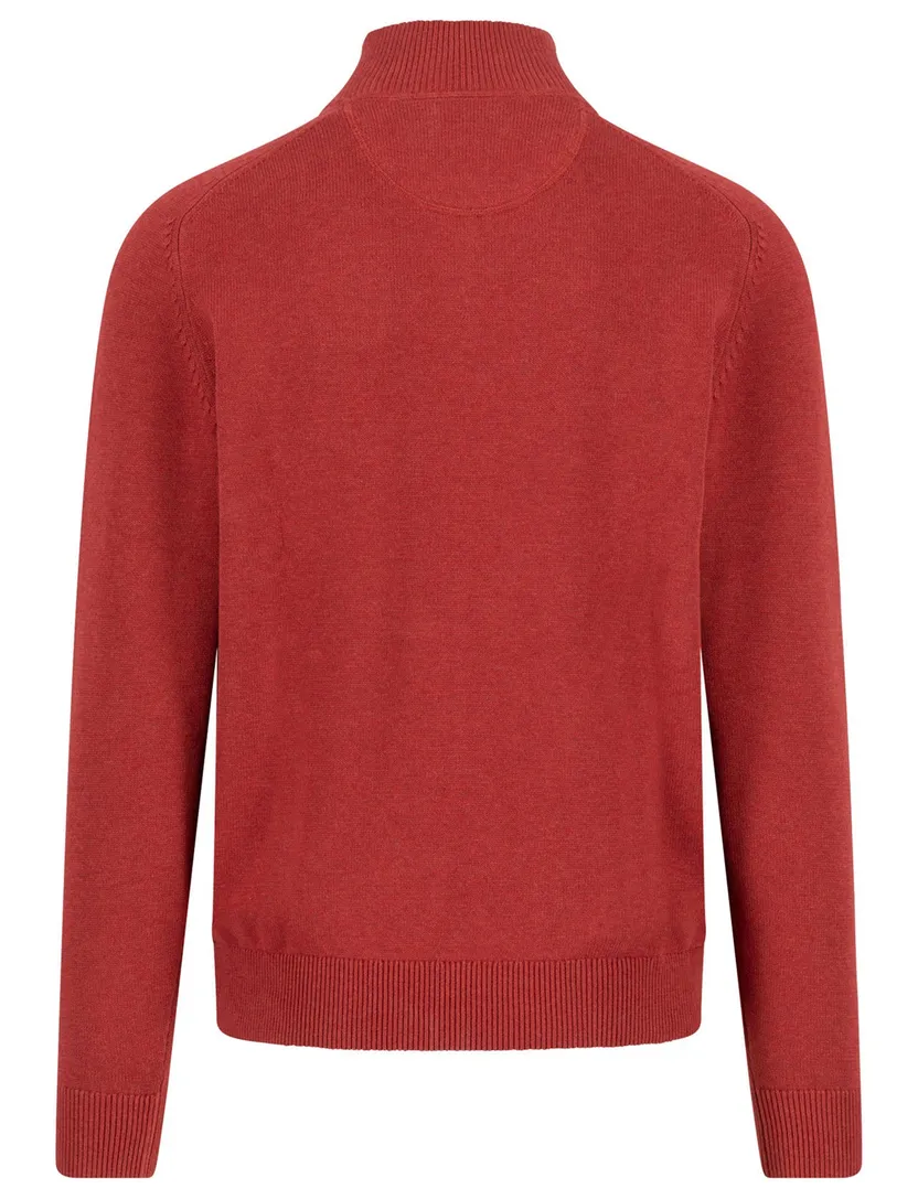 Fynch Hatton Troyer-zip rood katoen casual fit