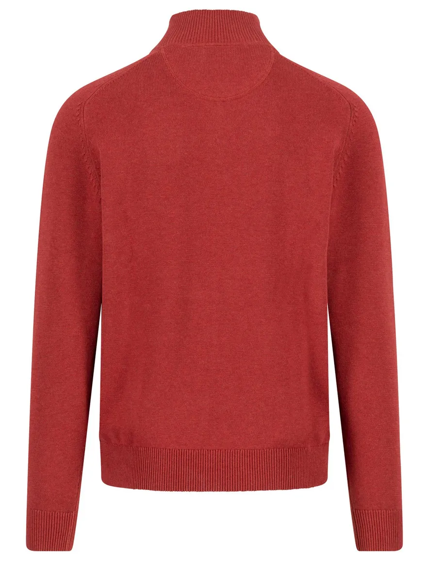 Fynch Hatton Troyer-zip rood katoen effen