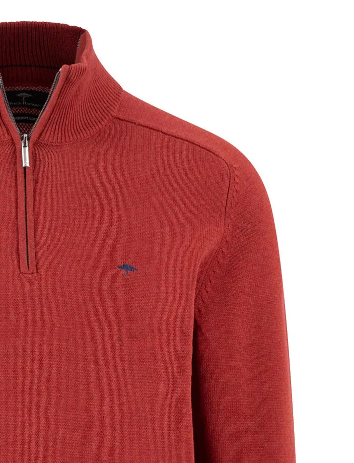 Fynch Hatton Troyer-zip rood katoen effen