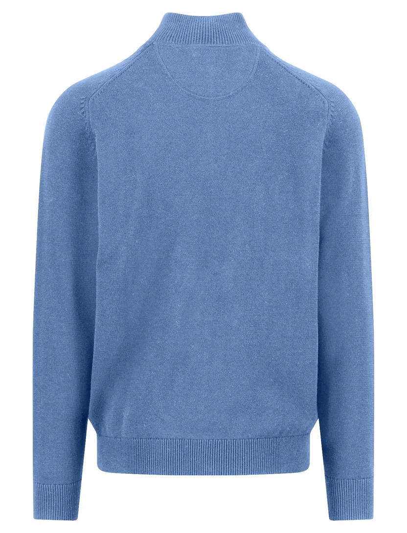Fynch Hatton Troyer-zip blauw katoen gebreid