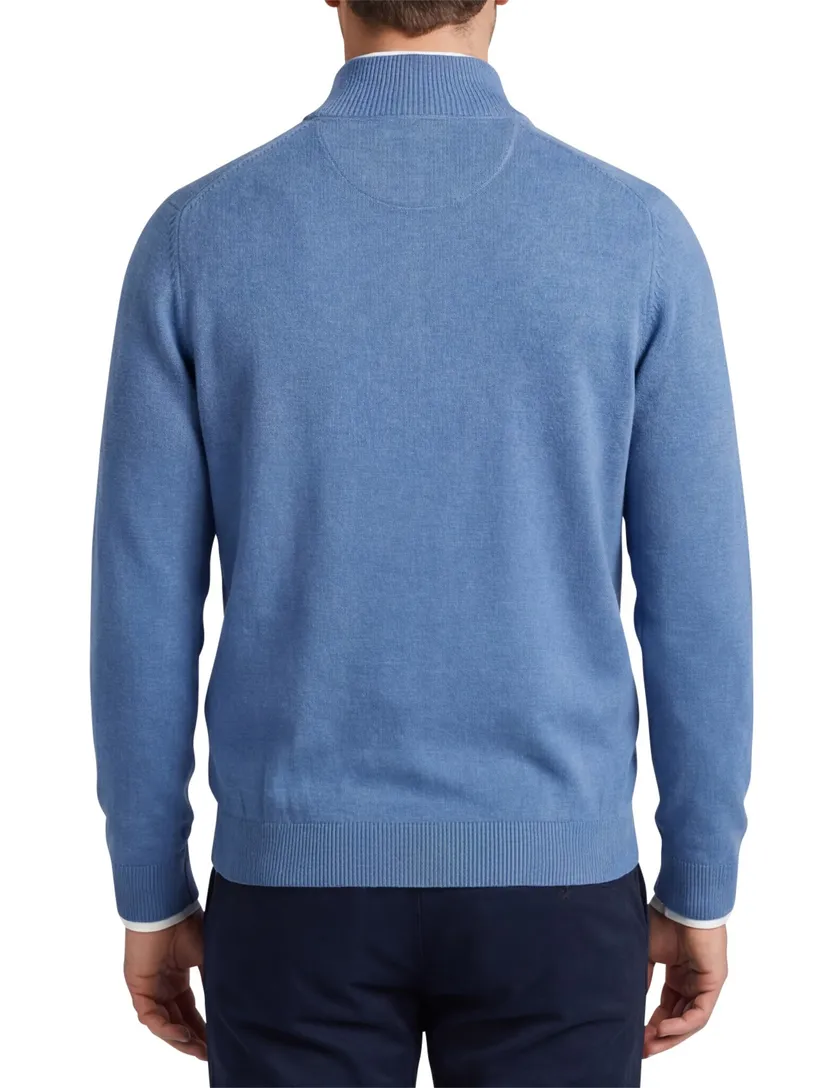 Fynch Hatton Troyer-zip blauw katoen gebreid