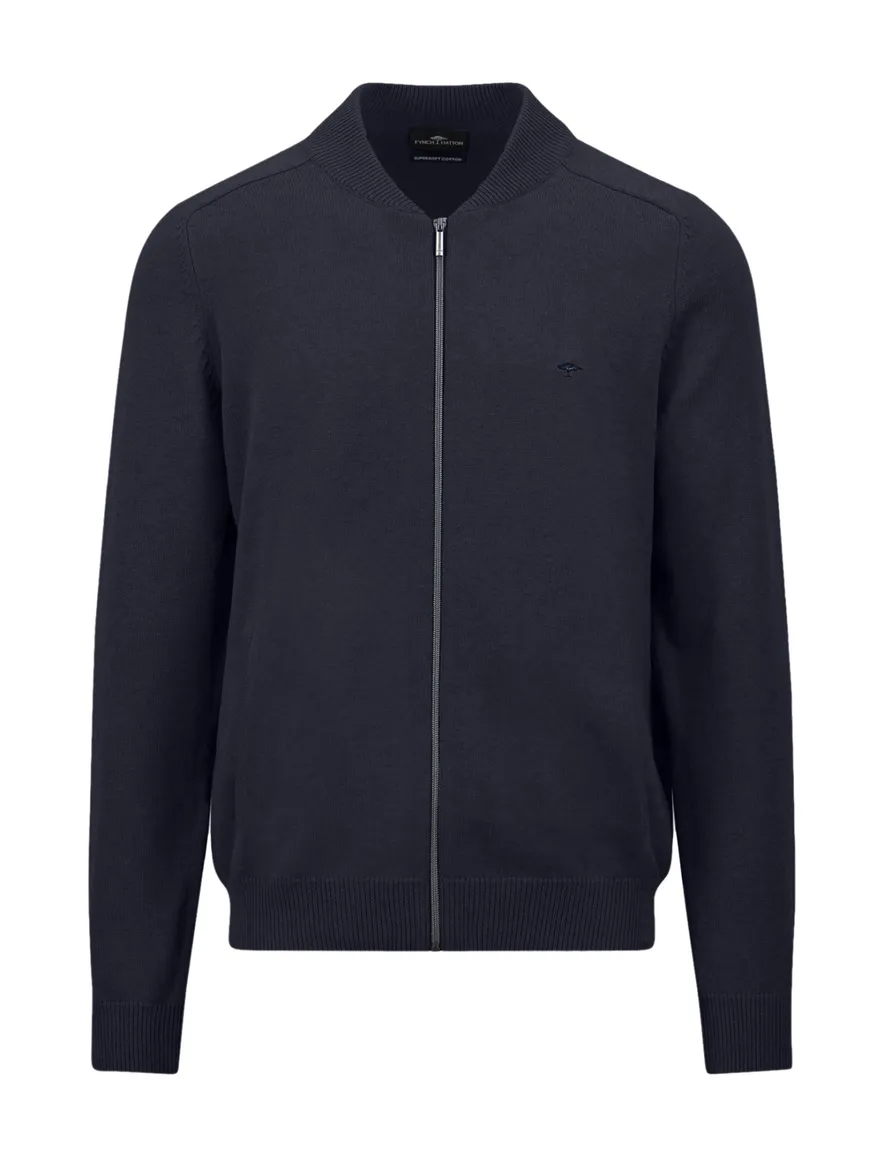 Fynch Hatton vest navy katoen gebreid