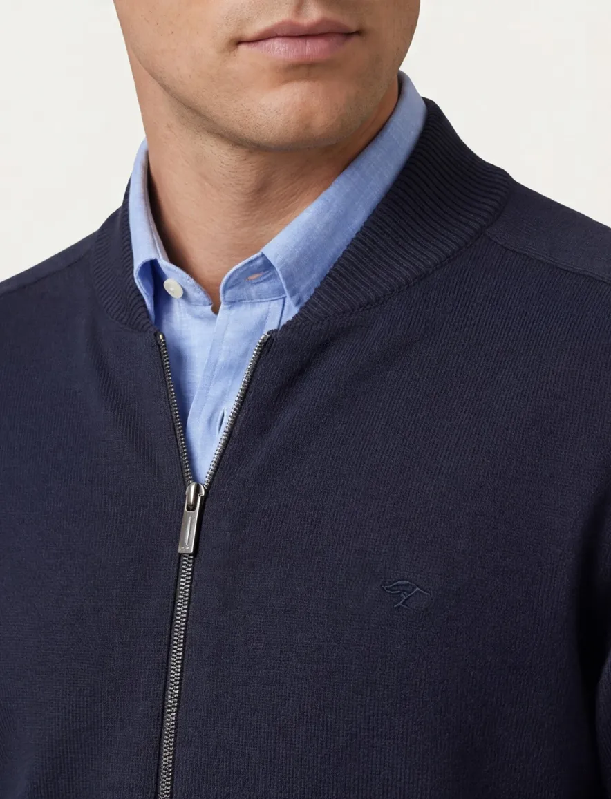 Fynch Hatton vest navy katoen gebreid