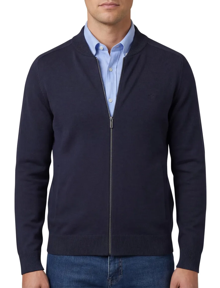 Fynch Hatton vest navy katoen gebreid