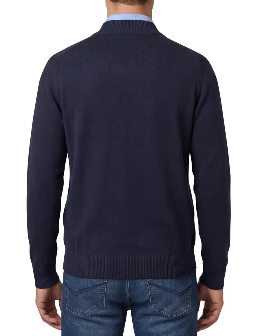 Fynch Hatton vest navy katoen gebreid