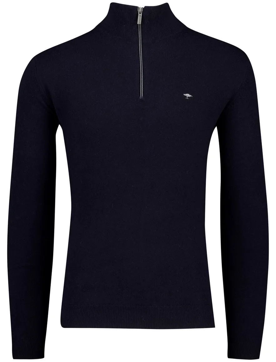 Fynch Hatton Half Zip navy lamswol