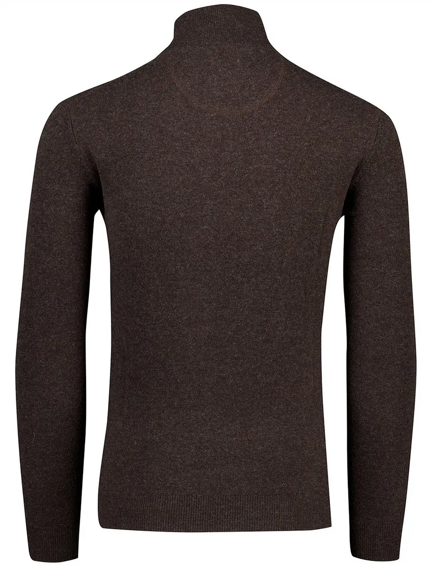 Flynch Hatton Trui Half zip bruin 100% lamswol
