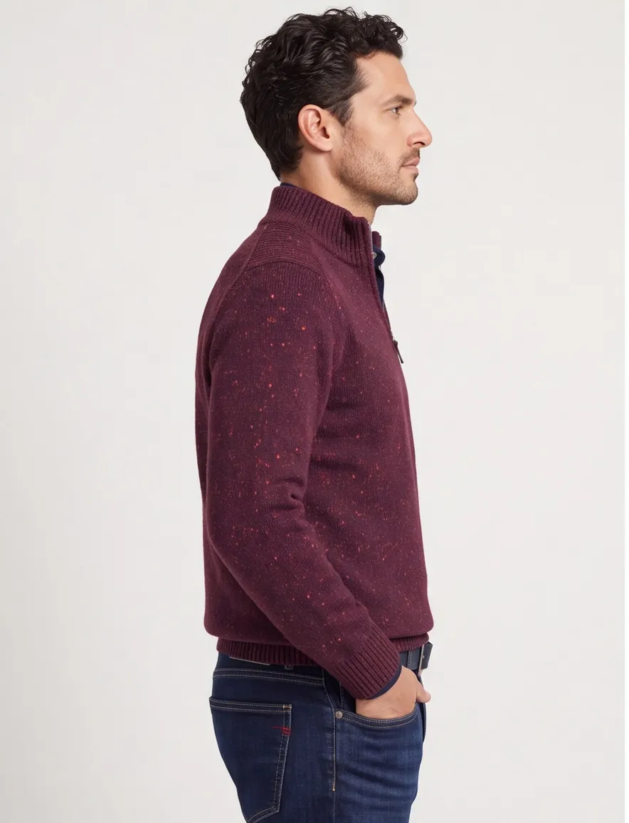 Fynch Hatton gebreide half zip trui rood