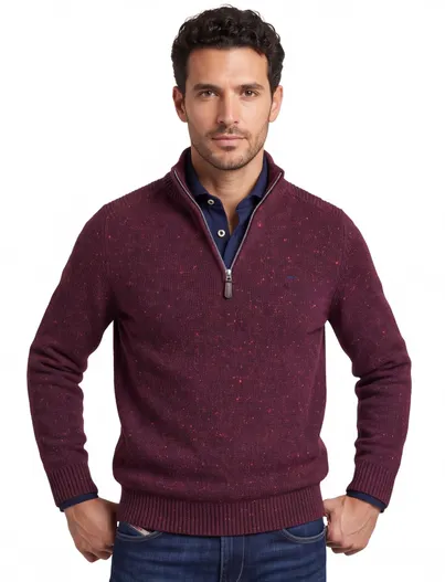 Fynch Hatton Half zip trui Fynch Hatton gebreid rood