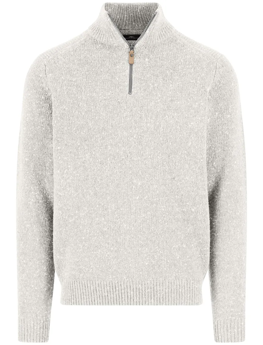 Fynch Hatton gebreide half zip trui grijs