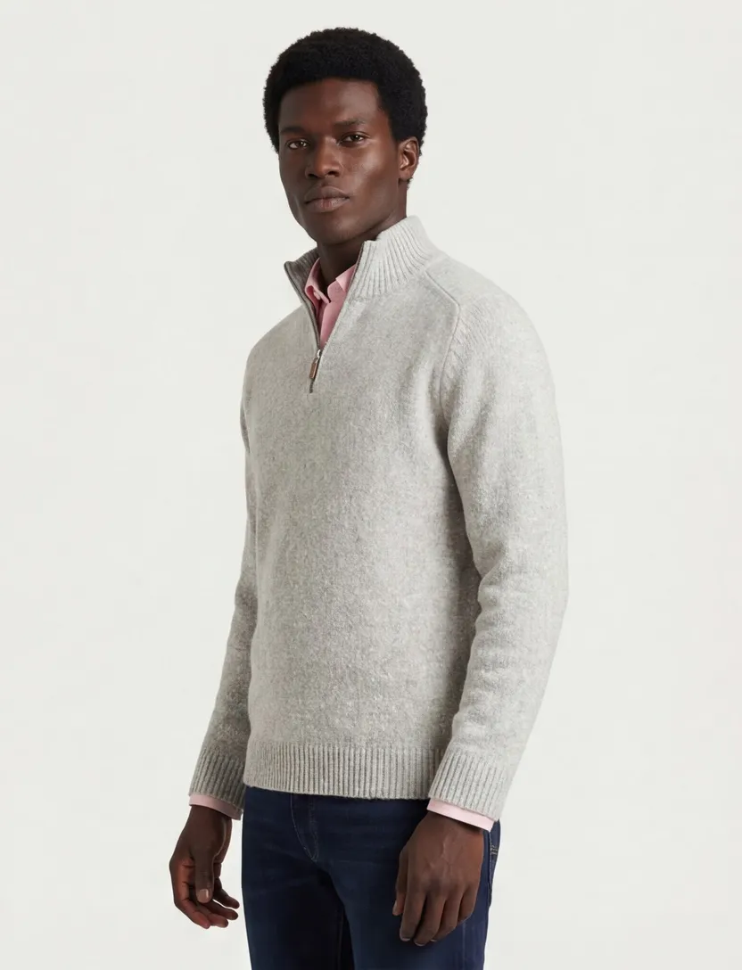 Half zip trui Fynch Hatton gebreid grijs