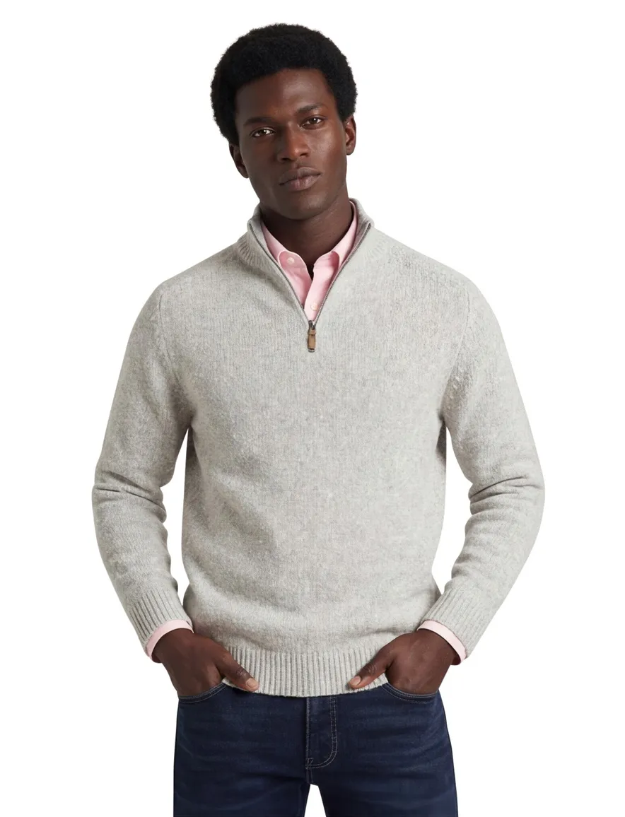 Fynch-Hatton trui half zip lichtgrijs