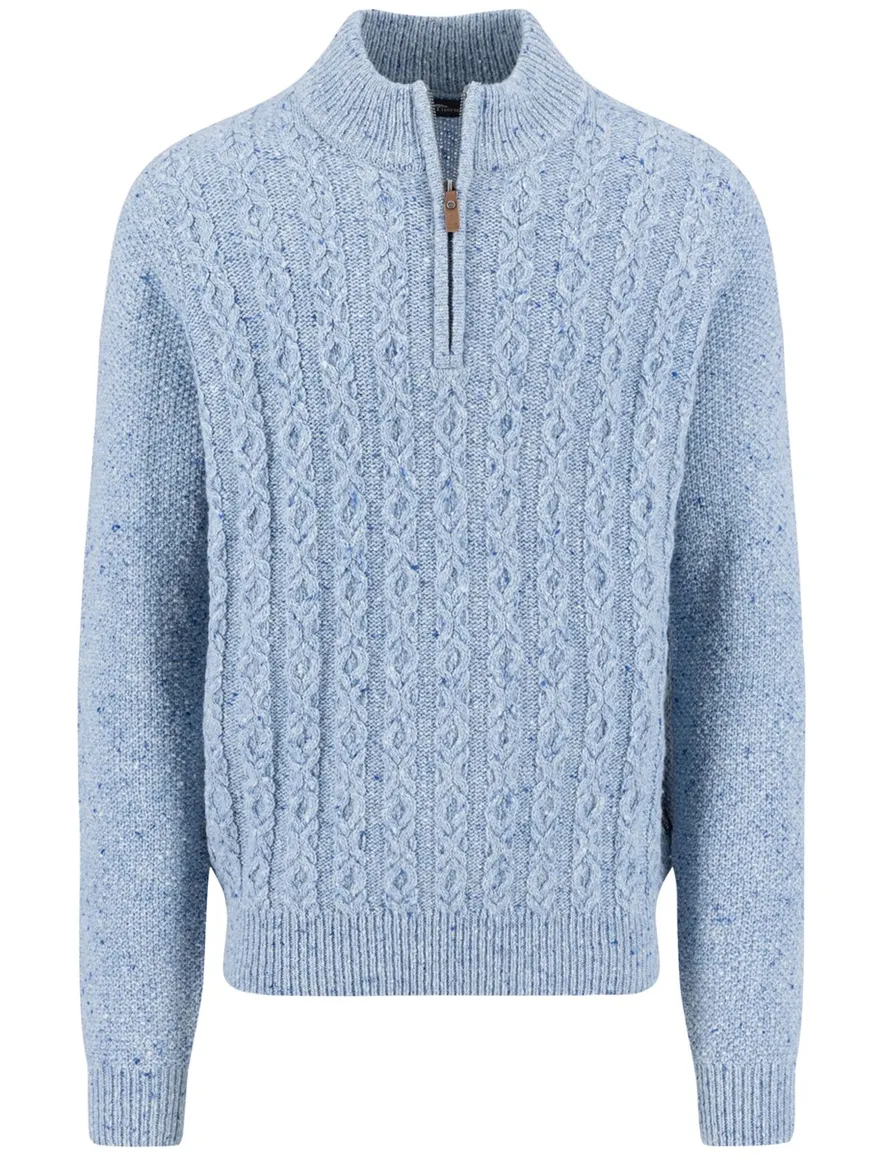 Fynch-Hatton trui half zip lichtblauw