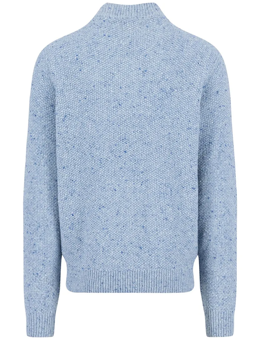 Fynch Hatton half zip kabeltrui wol lichtblauw