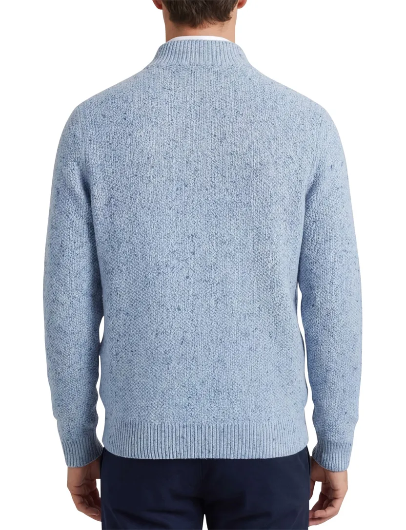 Fynch Hatton half zip kabeltrui wol lichtblauw
