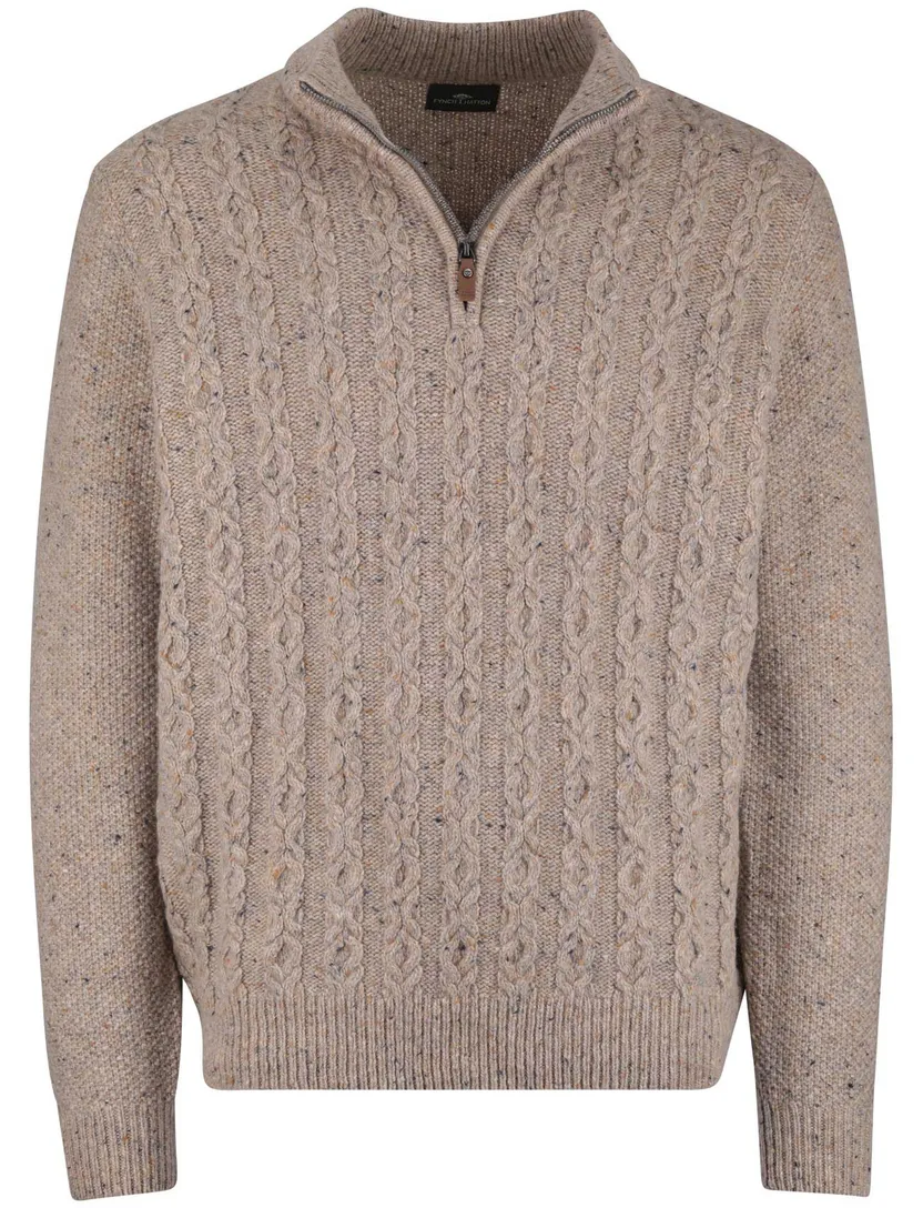 Half zip kabeltrui Fynch Hatton grijs wol