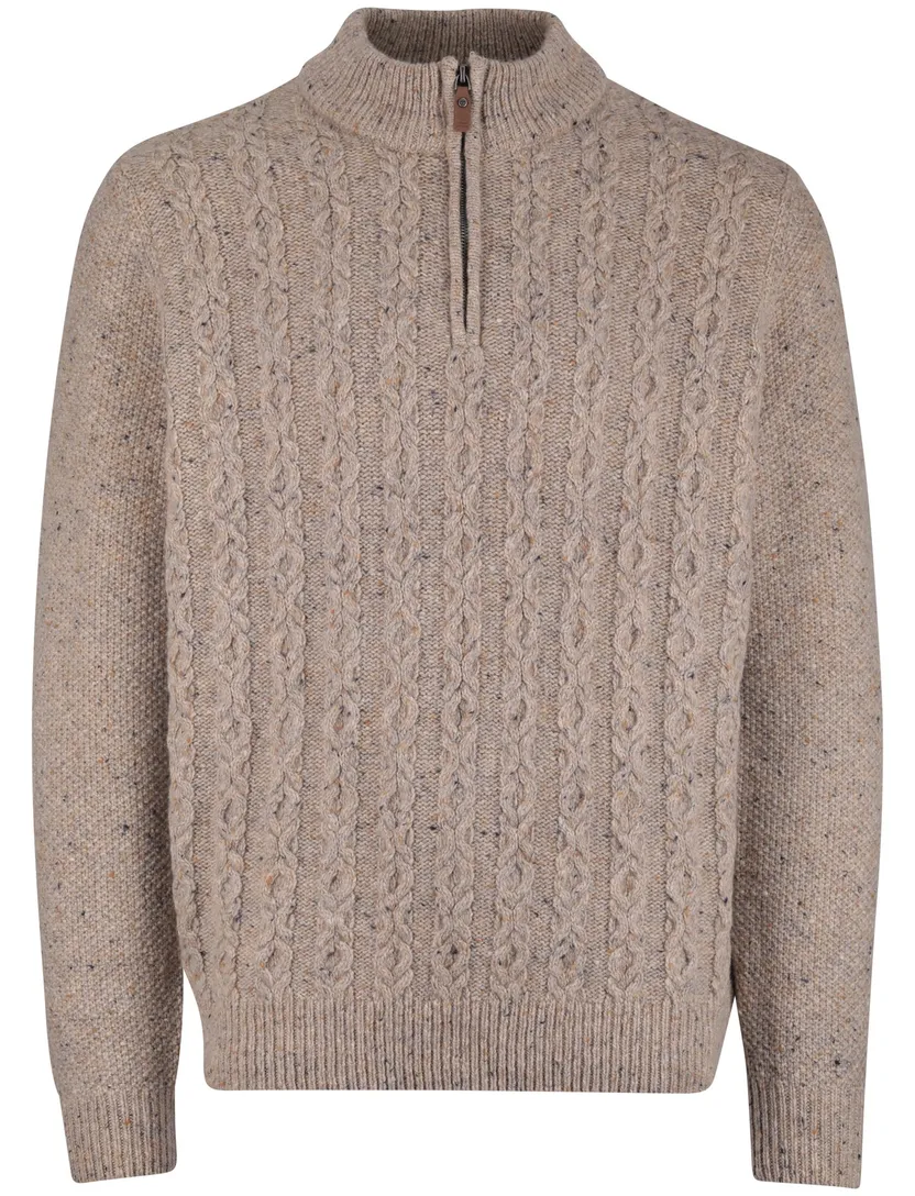 Half zip kabeltrui Fynch Hatton grijs wol