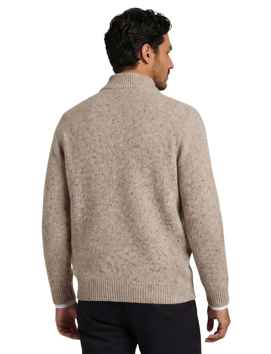 Fynch-Hatton kabeltrui half zip beige