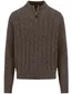 Fynch Hatton gebreide half zip kabeltrui bruin