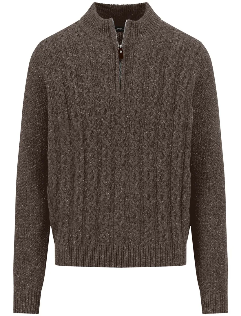 Half zip kabeltrui Fynch Hatton grijs bruin