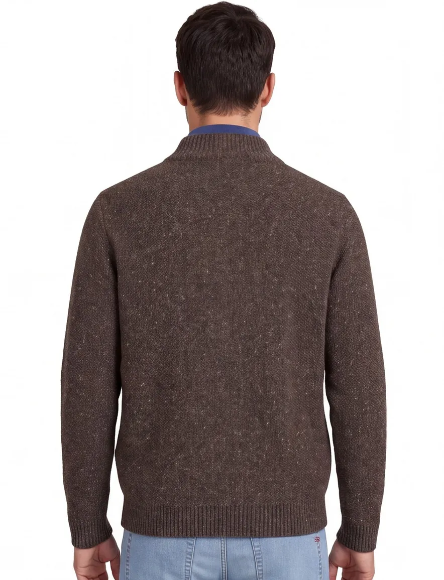 Fynch-Hatton trui half zip bruin