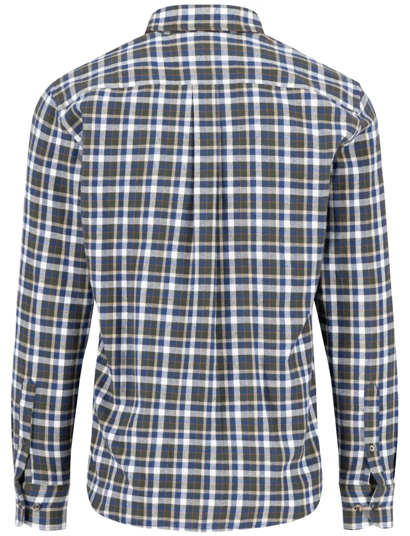 Fynch Hatton overhemd blauw flanel borstzak