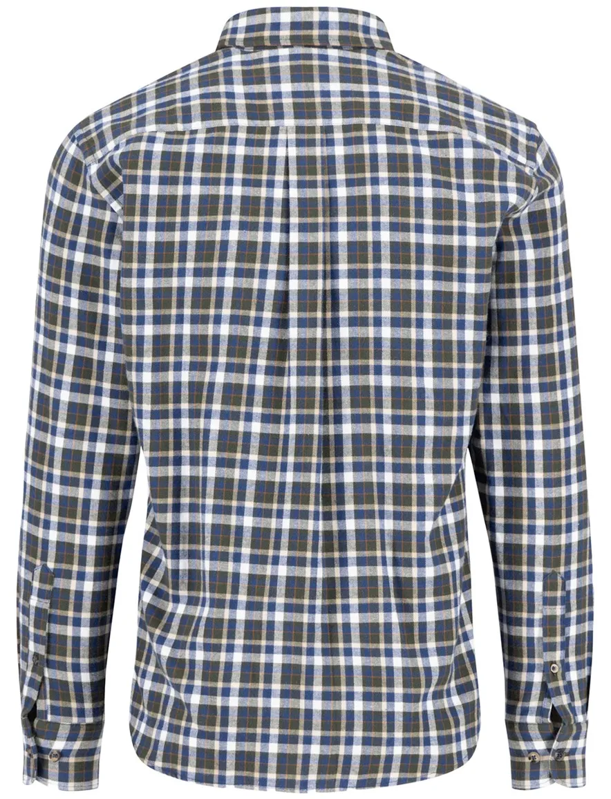 Fynch Hatton overhemd flanel blauw borstzak